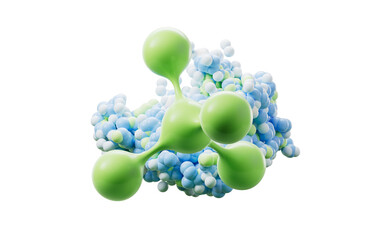 Biological organic protein structure and molecules, 3d rendering.