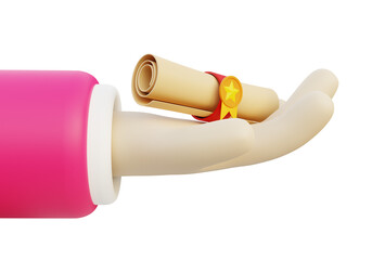 Concept of receiving a certificate of academic achievement, 3D illustration