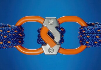 Obraz premium Interlocking Orange and Silver Rope Fasteners