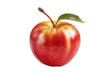 PNG Fresh red apple isolated on black background displaying glossy skin and green leaf