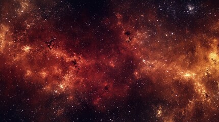 Obraz premium Fiery nebula with swirling gas and dust clouds in deep space, showing vibrant orange and red hues