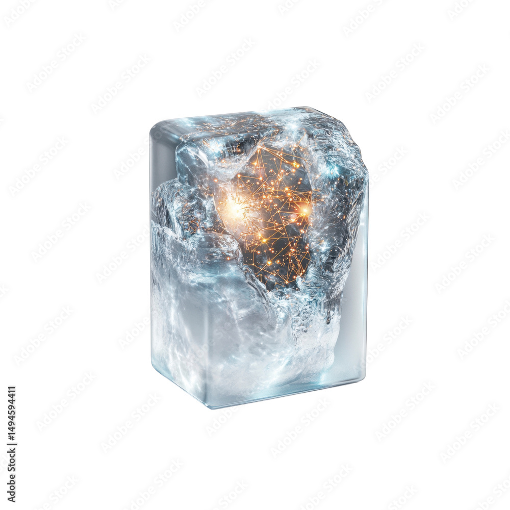 Aufkleber frozen network abstract representation of data and connectivity within an ice cube