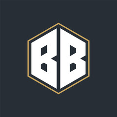Modern Luxury Letter Monogram Logo with Polygon Frame Design
