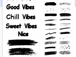 Vector set of black and white grunge art elements for vintage frame and border design decoration