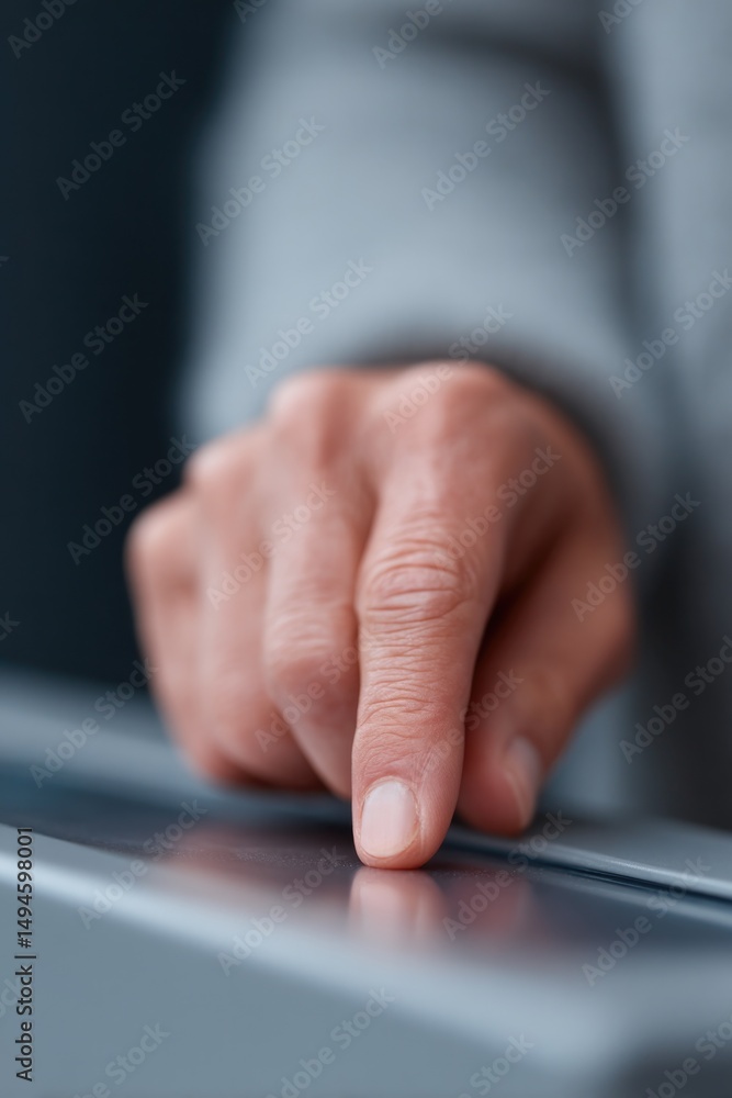 Aufkleber close-up of person hand using diagnostic medical device with minimalistic and clean image