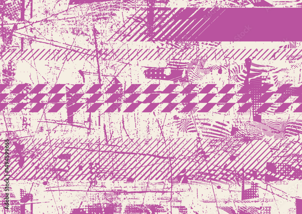 Fototapete Glitch distorted geometric shape . Noise destroyed logo . Trendy defect error shapes . Glitched frame .Grunge textured . Distressed effect .Vector shapes with a halftone dots screen print texture.