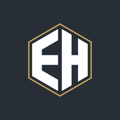 Obraz premium Modern Luxury Letter Monogram Logo with Polygon Frame Design 