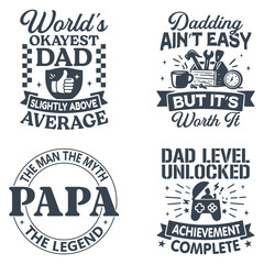 Obraz premium Trendy Fathers Day T-shirt, Happy Father's Day Design Sublimation, Dad Quotes, Bundle Of Daddy Papa Illustration Design, Dad Lover Gift