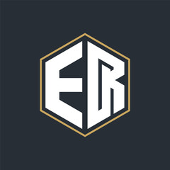 Obraz premium Modern Luxury Letter Monogram Logo with Polygon Frame Design 