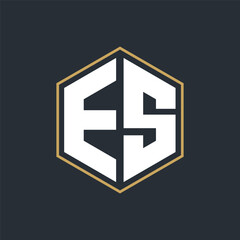 Modern Luxury Letter Monogram Logo with Polygon Frame Design
