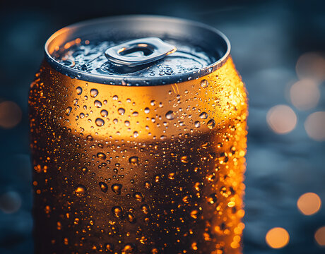 ビールの缶　水滴が入った500mlのパッケージ　モックアップ