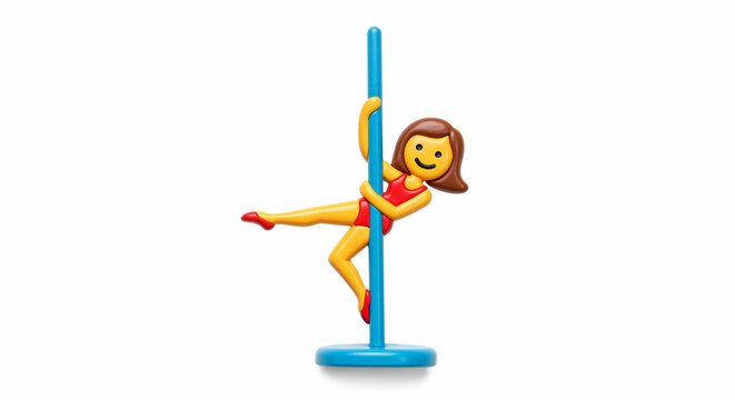 Smiley emoji gleefully pole dances