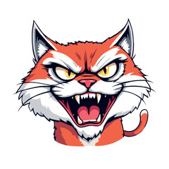 Vsai angry red cat showing teeth and growling mascot logo