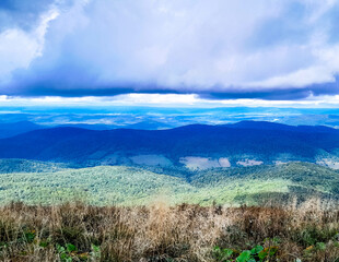 Beautiful view of Bieszczady from mountain top.