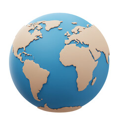 3d rendered earth globe depicting continents and oceans isolated against a white background