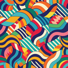 Abstract geometric pattern of farm food. Stylized poster with fruit and vegetables. Agriculture plants in cubism style. Contemporary art of healthy, natural, organic products. Flat vector