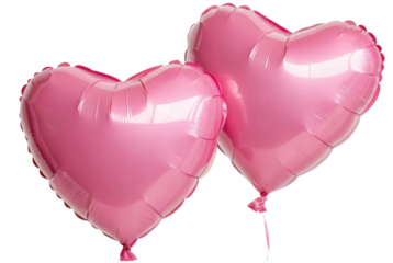 PNG Two pink heart-shaped balloons isolated on white background