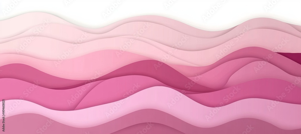 Poster abstract background with soft pink wave patterns, nature layered design, and modern paper art style