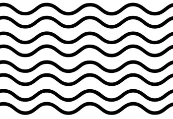 Seamless Black and White Wavy Line Vector Pattern