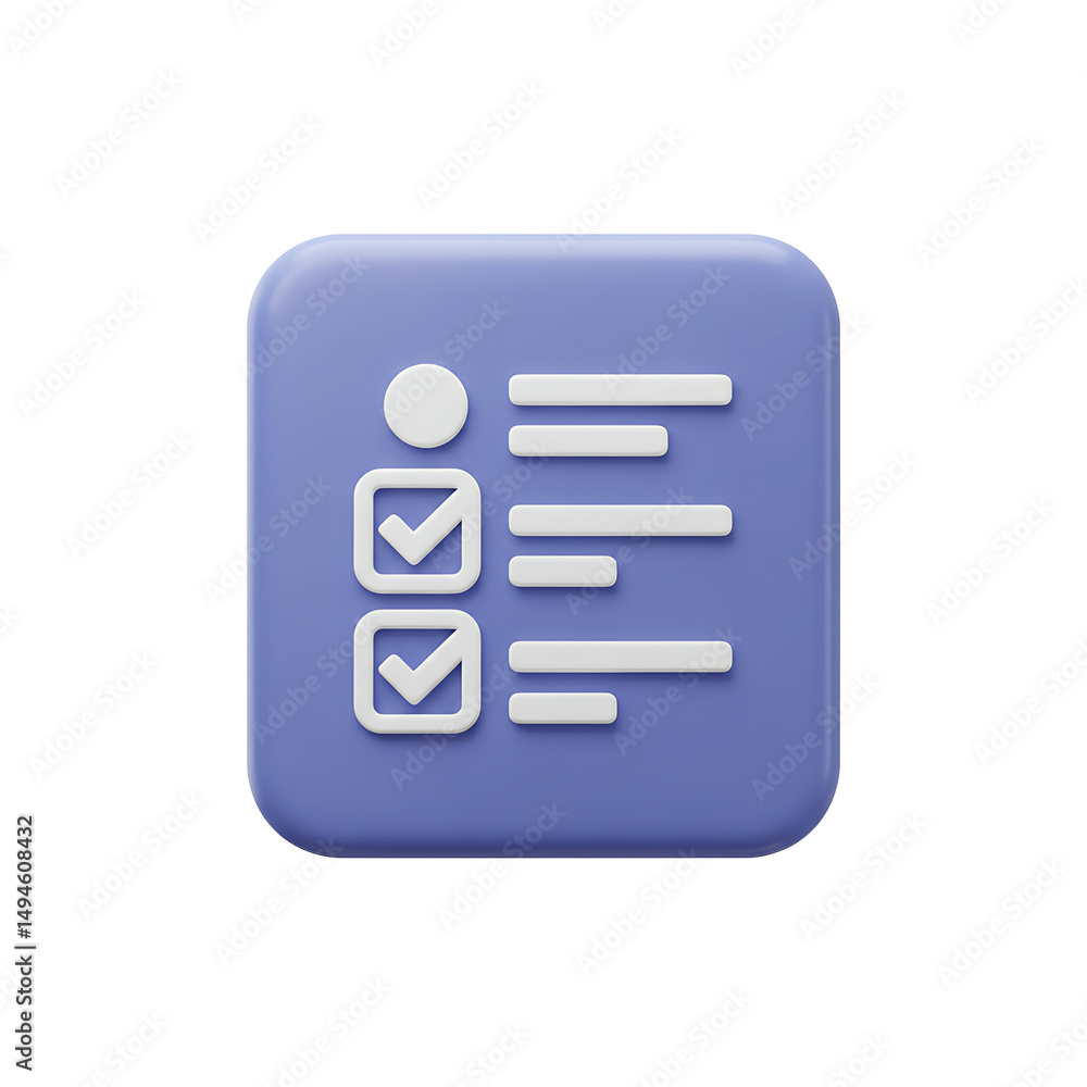 Poster 3d rendered checklist icon representing task completion survey and successful achievement of objecti