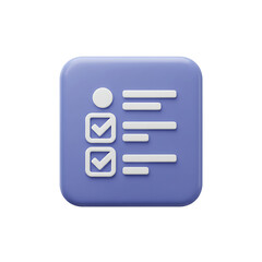 3d rendered checklist icon representing task completion survey and successful achievement of objectives