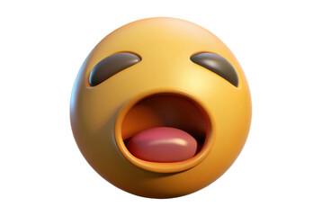 Fototapeta premium PNG Yawning emoji with sleepy expression and closed eyes