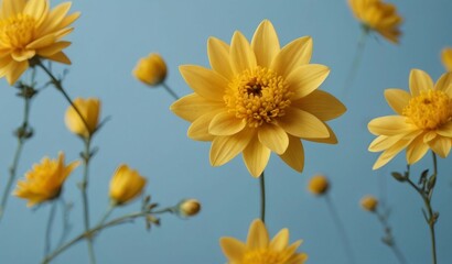 Vibrant Yellow Blossoms Against a Serene Blue Backdrop