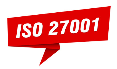 iso 27001 banner. iso 27001 speech bubble, label, sticker, sign template