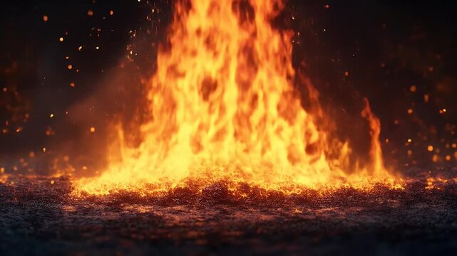 Dramatic fire flames burning vegetation