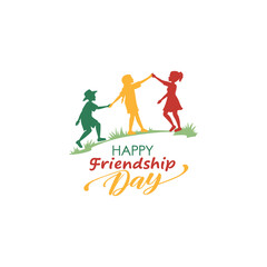 Happy best friends day vector logo on a white background 