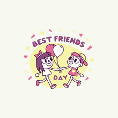 Happy best friends day vector logo on a white background 