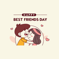 Happy best friends day vector logo on a white background 