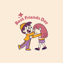 Happy best friends day vector logo on a white background 