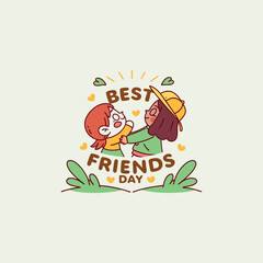 Happy best friends day vector logo on a white background 