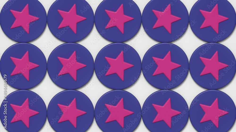 Fototapete seamless digital animation featuring a bright, pop art pattern. large pink stars alternate with symm