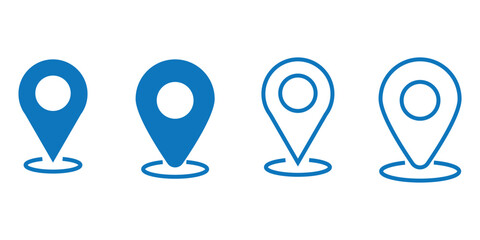 set of icons Location Pin, Map Pin, Place, Location, Address, location icon. Vector map pin, red pin on white background.