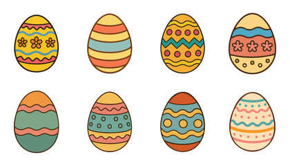 Colorful easter eggs festive patterned illustration