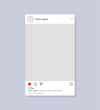 Instagram social media post blank user interface mockup template. social network app online brand promotion layout vector illustration