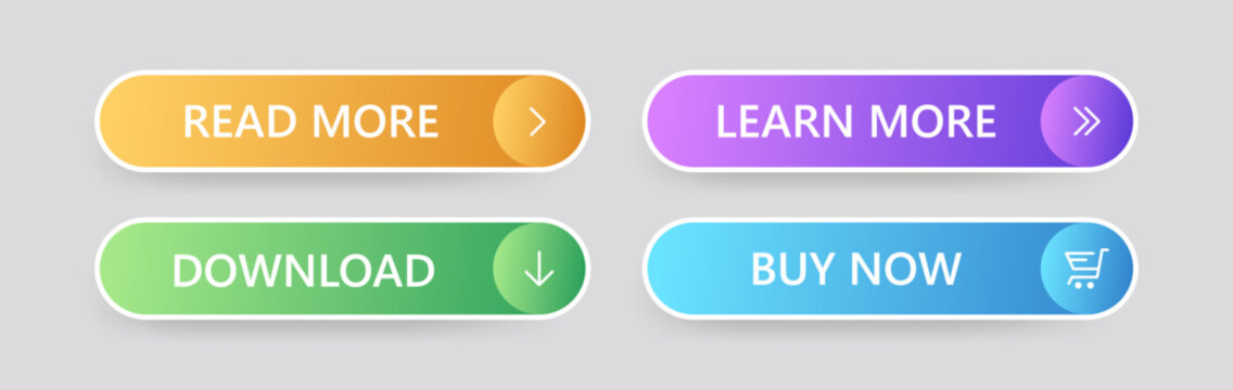 Colorful UI download and buy buttons for Web Design and Marketing vector illustration
