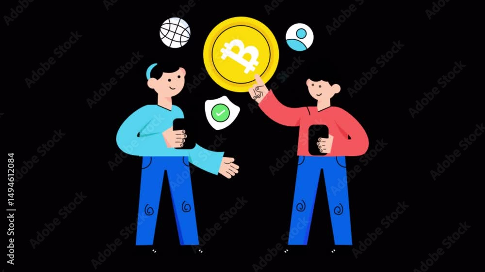 Poster crypto transfer motion graphic rendering with transparent alpha channel