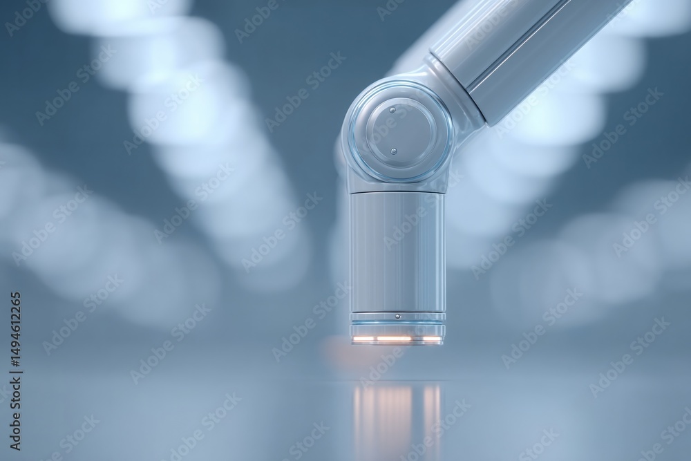 Poster minimalistic setup featuring robot arms in surgical environment emphasizing advanced technology and 