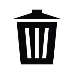 A simple, black and white icon of a trash can.