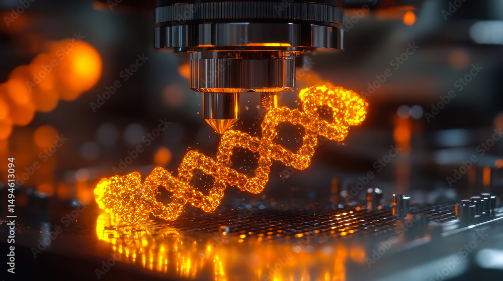Poster advanced genetic engineering with robotic precision on dna strand visualization