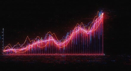 Neon Stock Market Chart: Dynamic Growth Visualized