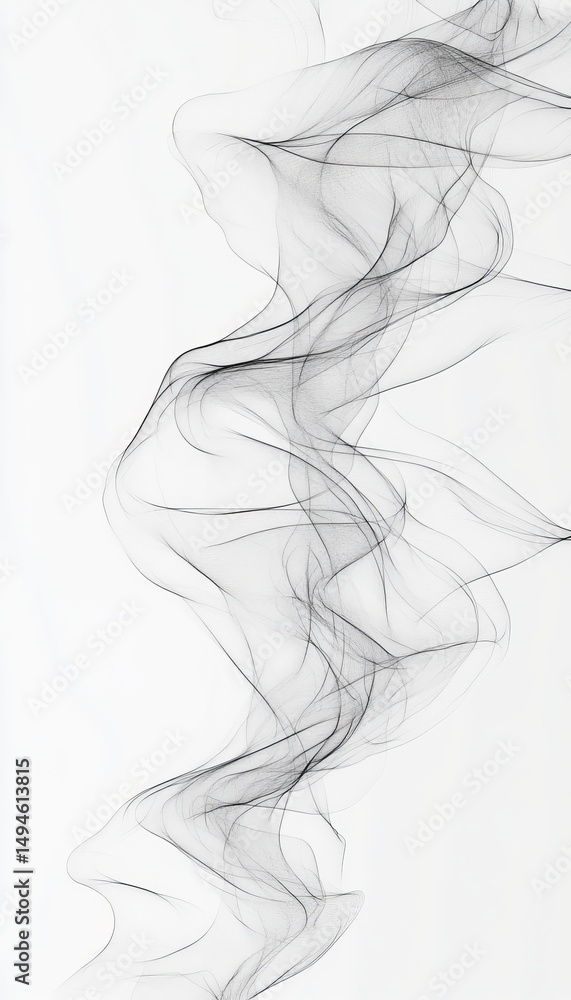 Poster abstract background with dynamic and delicate fluid waves in almost monochrome hues.