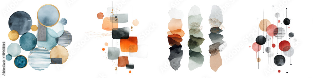 Poster abstract modern composition of colorful shapes and textures