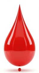 Obraz premium A Single Drop of Red Liquid Isolated on White Background: A Vivid 3D Rendering of a Perfect Teardrop Shape