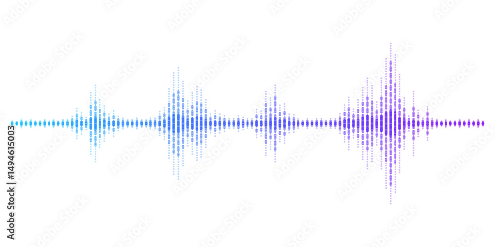 Poster abstract sound wave stripe lines colourful gradient purple blue equalizer isolated on transparent ba