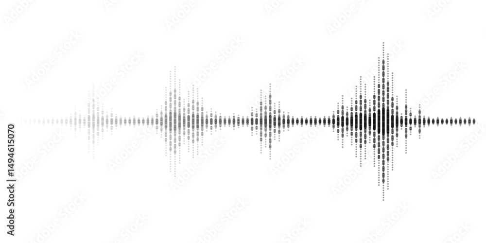 Poster Abstract sound wave stripe lines black white gradient equalizer isolated on transparent background. Vector illustration in concept music, sound, technology.