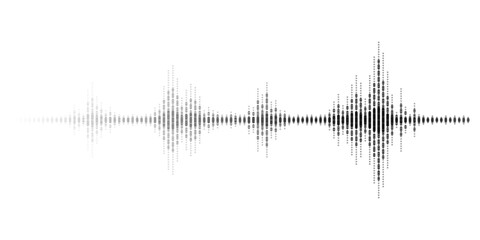 Abstract sound wave stripe lines black white gradient equalizer isolated on transparent background. Vector illustration in concept music, sound, technology.